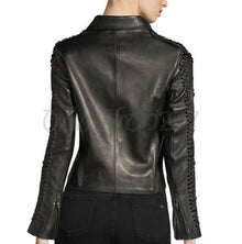 Nour Hammour Woman Leather Jacket Black Tonal Full Studded Designed