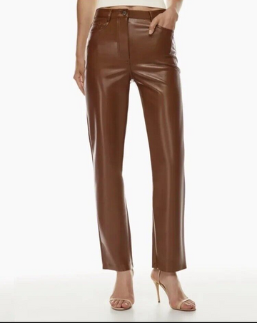Womens Leather Cognac Pants