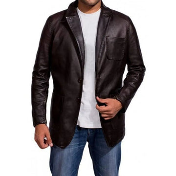 New Men's Blazer Coat Black Blazer Jason Wild Slim Fit Fashion Leather Jacket
