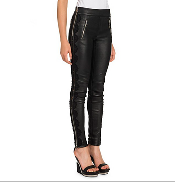 Women Skinny Fit Black Leather Pants