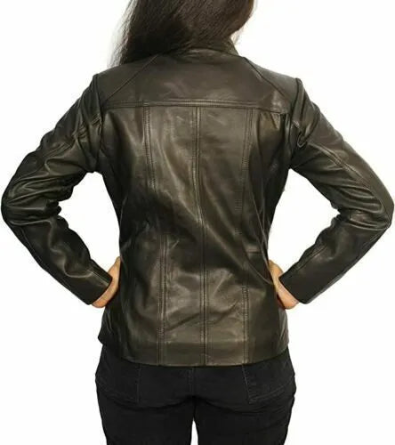 Women's Casual Black Leather Shirt