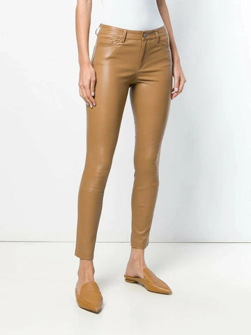 Leather Pant Long Waist High Women Trousers Skinny Size Beige Leggings Womens