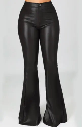 Women's Real Soft Leather Stretched Skinny Fit Flared Trouser pants