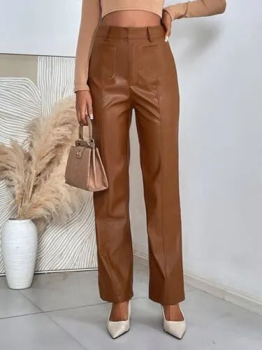 Brown Leather Party Women Stylish New Genuine Soft Pant