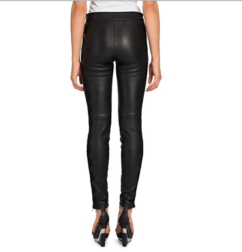 Women Skinny Fit Black Leather Pants