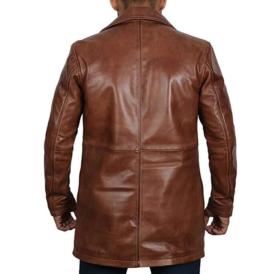 Men's Brown Leather Blazer Jacket