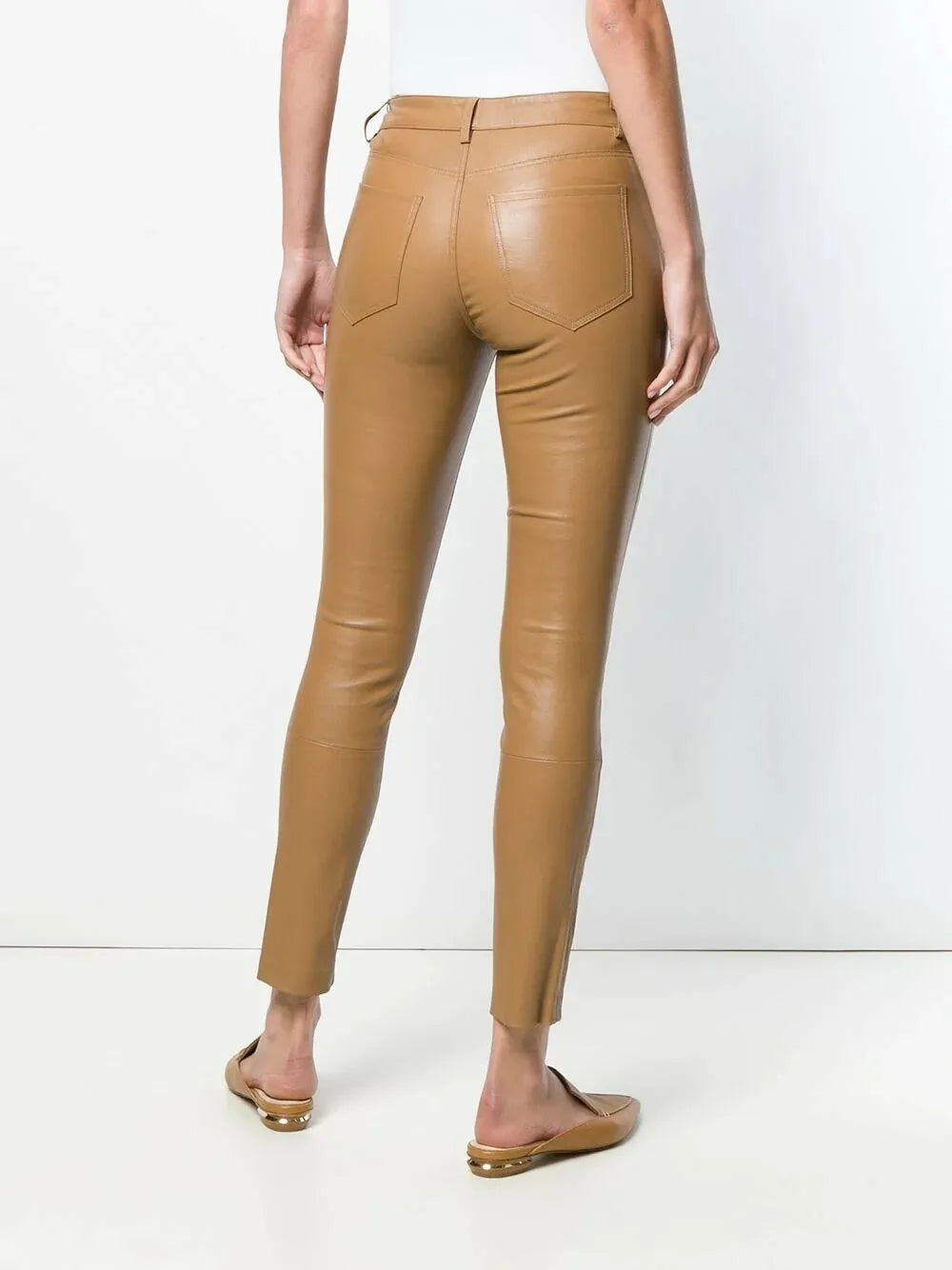 Leather Pant Long Waist High Women Trousers Skinny Size Beige Leggings Womens