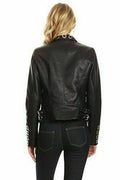 Zayn Leather Women's Handmade Fashion Studded Punk Style Black Leather Jacket - Luxurena Leather